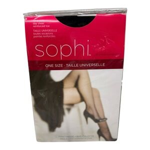 Sophi One Size Black Day Sheer Pantyhose Reinforced Toe 5’-5’8”